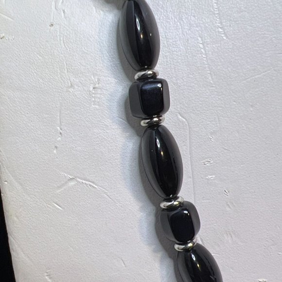 Just for You Silver Tone And Black Beaded Necklace 22" (3894) - Picture 2 of 6